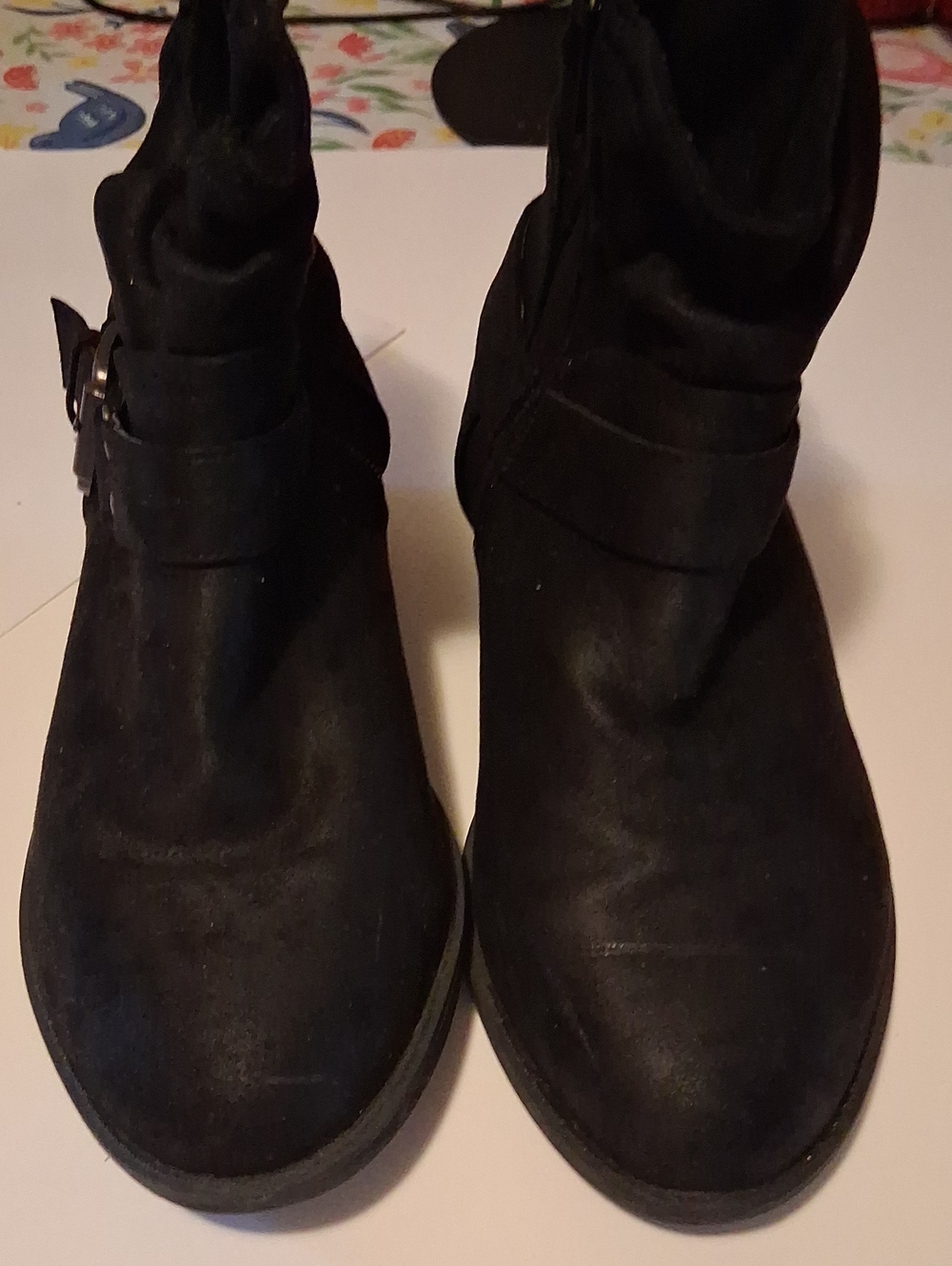 torrid Black Suede Ankle Booties with Buckle Detail